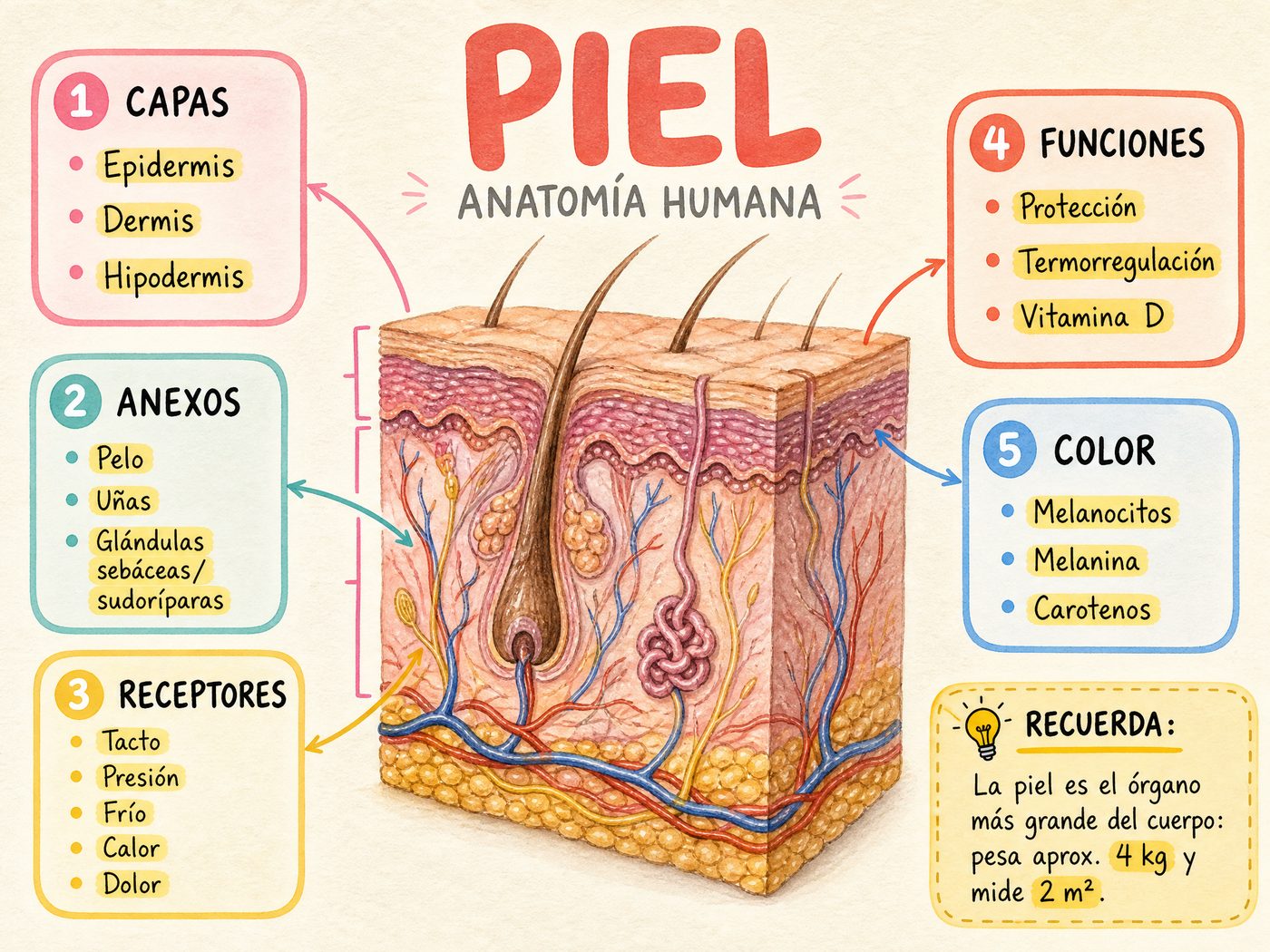Piel · Sistema Tegumentario
