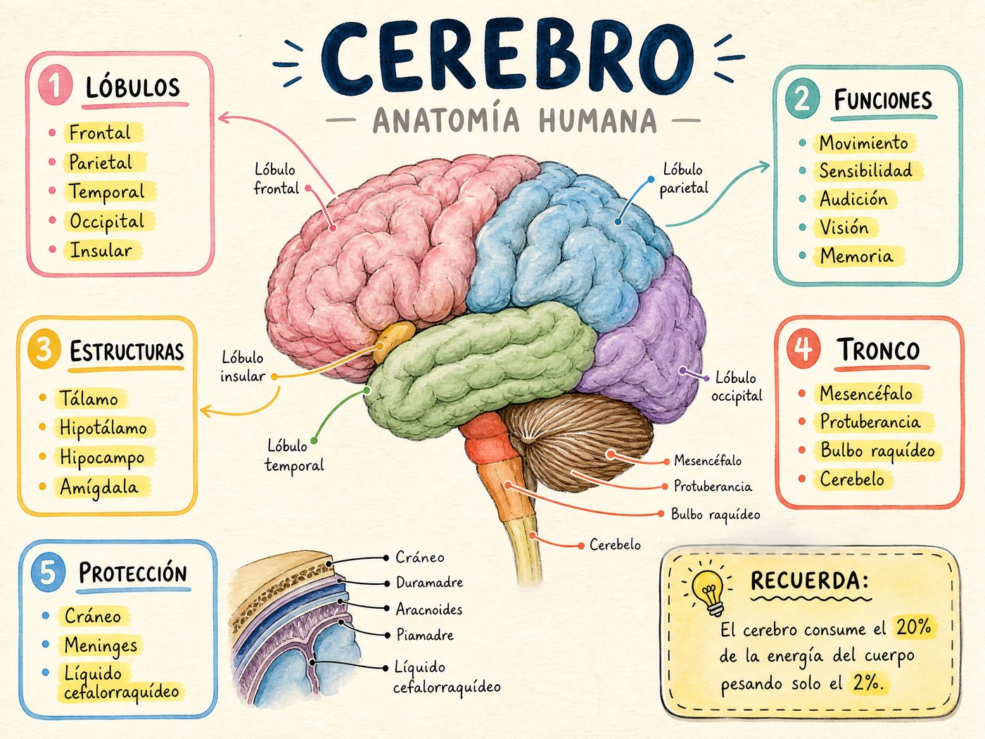 Cerebro · Lóbulos y Funciones